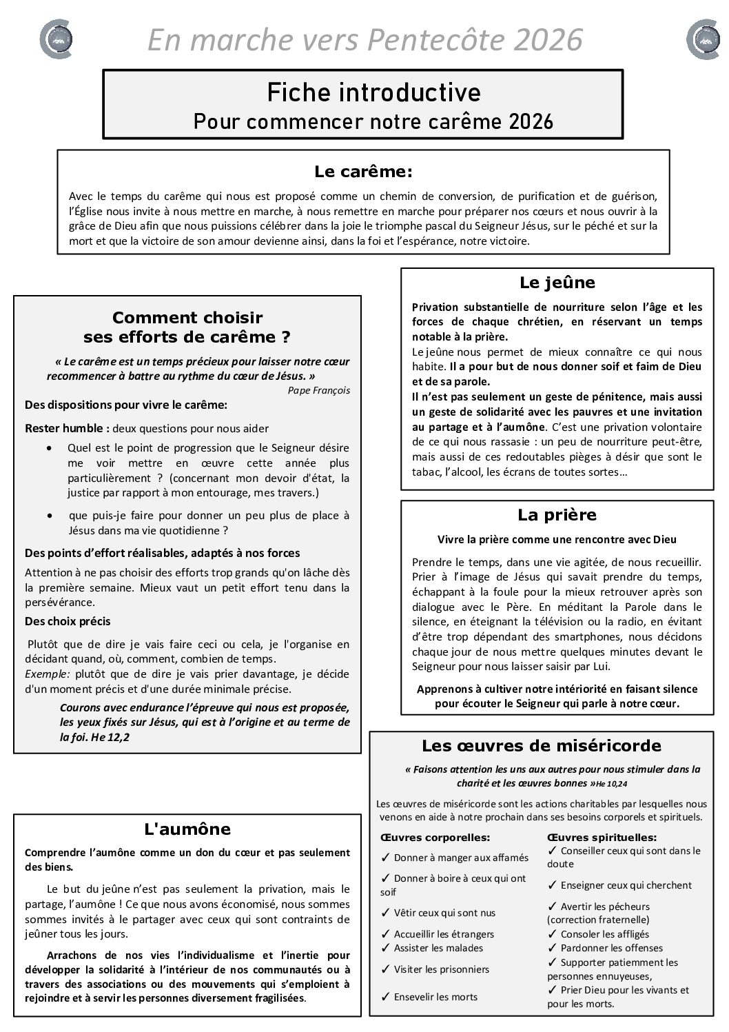 Fiche d'introduction au Carême - Aperçu