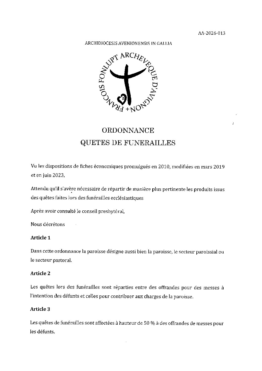 Ordonnance : Quêtes de Funérailles - Aperçu