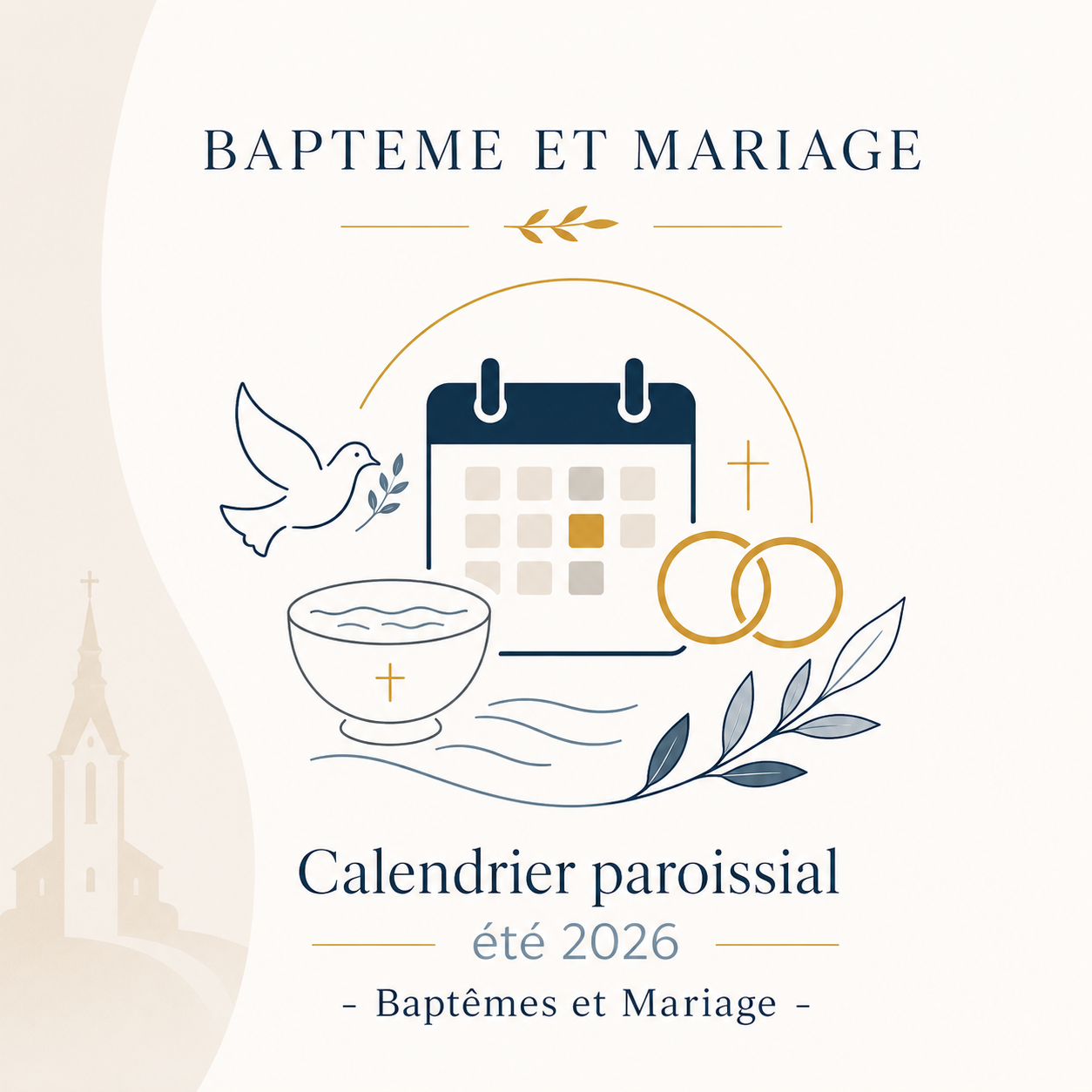 CALENDRIER ETE 2026 - BAPTEMES ET MARIAGES