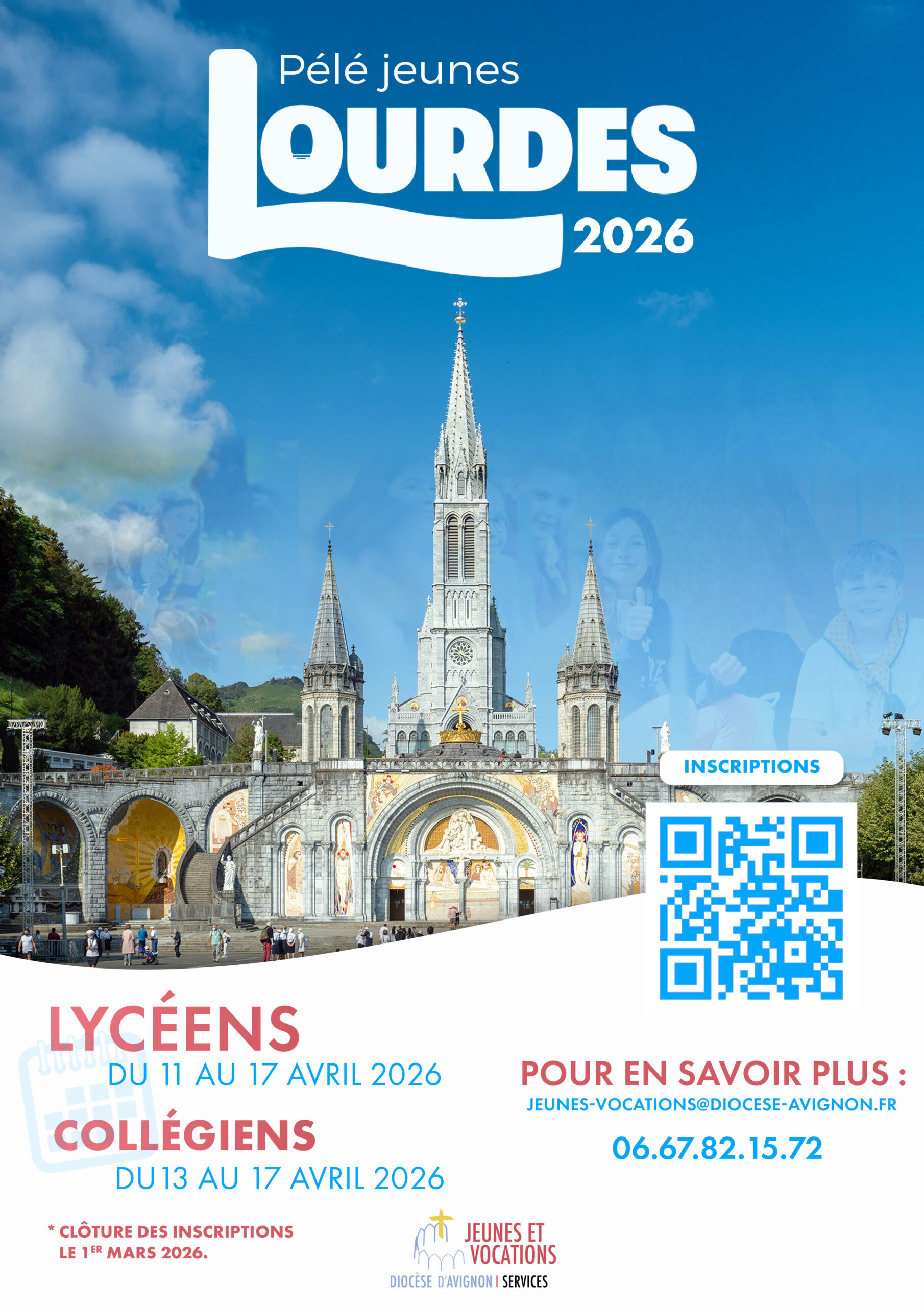 Pèlerinage des jeunes à Lourdes en avril 2026